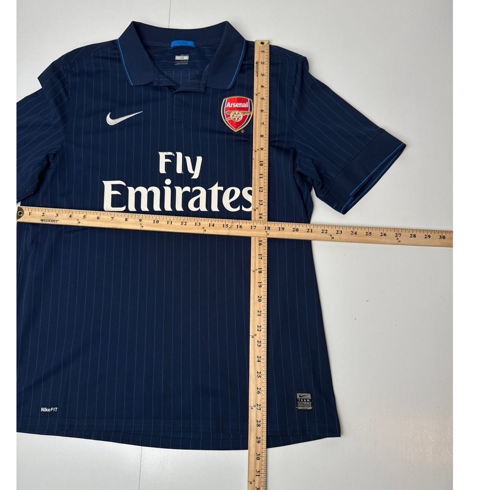 Nike Arsenal FC 2009-2010 Away Jersey Navy Blue Pinstripe XL Fly Emirates - Picture 8 of 11
